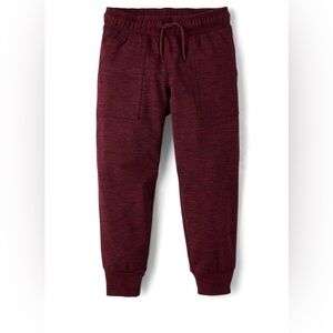Boys Cozy Active Marl Jogger Pants - Burgundy